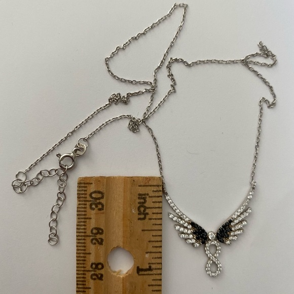 Angel wings necklace infinity cz 925 silver - Picture 2 of 2